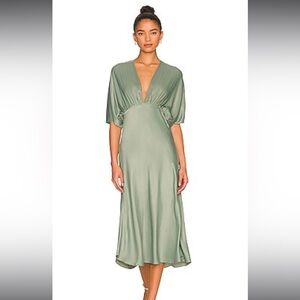 Anna nata Taylor Midi Dress in Antique Green Sage Army size Small